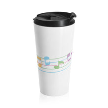 Load image into Gallery viewer, Flowing Pastel Musical Notes Stainless Steel Travel Mug 15 oz Shipping Included
