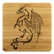 Load image into Gallery viewer, Dragon Stencil Bamboo Coasters Set/4, Free Shipping