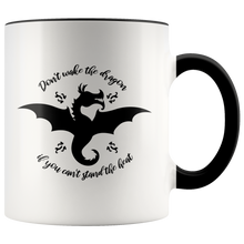 Load image into Gallery viewer, Don't Wake the Dragon Color Accent 11oz Ceramic Mug, Multi Colors, Free Shipping