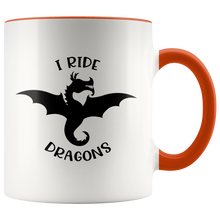 Load image into Gallery viewer, I Ride Dragons 11oz Accent Color Mug, Multi-Colors, Shipping Included