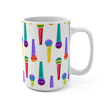 Load image into Gallery viewer, Brightly Colored Microphones Mics Mug 11oz/15oz DeeJay DJ Musician Gift Unisex Shipping Included