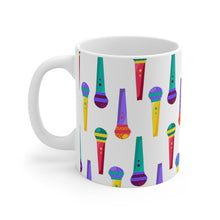 Load image into Gallery viewer, Brightly Colored Microphones Mics Mug 11oz/15oz DeeJay DJ Musician Gift Unisex Shipping Included