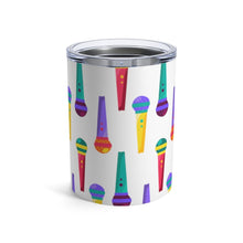 Load image into Gallery viewer, Brightly Colored All Over Microphones Print Insulated Tumbler 10oz Unisex Gift Musician Shipping Included