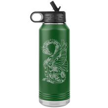 Load image into Gallery viewer, Dragon Tattoo Inspired 32oz Insulated Water Bottle, Laser Etched, Multi Colors, Shipping Included