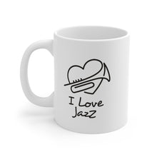 Load image into Gallery viewer, I LOVE JAZZ Mug 11oz/15oz Trumpet Musician Gift Unisex Shipping Included