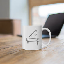 Load image into Gallery viewer, Stylized Baby Grand Piano Line Drawing 11oz/15oz Pianist Musician Gift Unisex Shipping Included