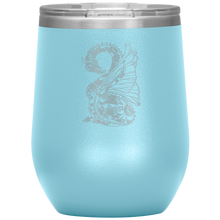 Load image into Gallery viewer, Tattoo Inspired Dragon Design 12oz Insulated Wine Tumbler, Laser Etched, Multi Colors, Shipping Included
