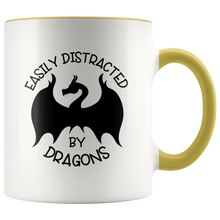 Load image into Gallery viewer, Easily Distracted by Dragons, 11oz Accent Color Mug, Multi-Colors, Shipping Included
