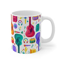 Load image into Gallery viewer, Brightly Colored Music Icons Mug 11oz/15oz Musician Gift Unisex Shipping Included