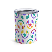 Load image into Gallery viewer, Brightly Colored All Over Headphones Print Insulated Tumbler 10oz Unisex Gift Musician Shipping Included