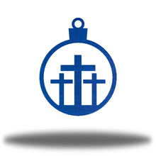 Load image into Gallery viewer, Christmas Faithful - 3 Crosses Ornament, Laser Cut Steel, 3.5" Across, Shipping Included