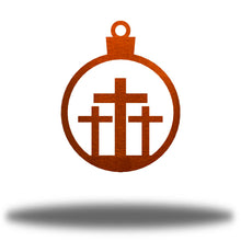 Load image into Gallery viewer, Christmas Faithful - 3 Crosses Ornament, Laser Cut Steel, 3.5" Across, Shipping Included