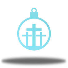 Load image into Gallery viewer, Christmas Faithful - 3 Crosses Ornament, Laser Cut Steel, 3.5" Across, Shipping Included