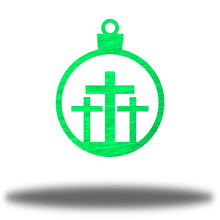 Load image into Gallery viewer, Christmas Faithful - 3 Crosses Ornament, Laser Cut Steel, 3.5" Across, Shipping Included