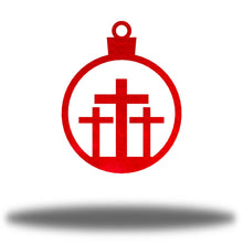 Load image into Gallery viewer, Christmas Faithful - 3 Crosses Ornament, Laser Cut Steel, 3.5" Across, Shipping Included