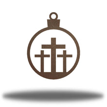 Load image into Gallery viewer, Christmas Faithful - 3 Crosses Ornament, Laser Cut Steel, 3.5" Across, Shipping Included