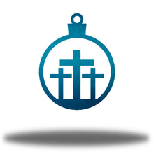 Load image into Gallery viewer, Christmas Faithful - 3 Crosses Ornament, Laser Cut Steel, 3.5" Across, Shipping Included