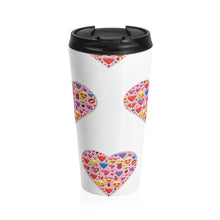 Load image into Gallery viewer, Travel Mug HEART EMOTICONS 15 oz Insulated Shipping Included