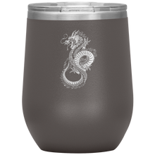 Load image into Gallery viewer, Chinese Art Dragon 12oz Insulated Wine Tumbler, Laser Etched, Multi Colors, Shipping Included