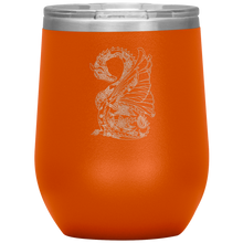 Load image into Gallery viewer, Tattoo Inspired Dragon Design 12oz Insulated Wine Tumbler, Laser Etched, Multi Colors, Shipping Included