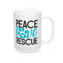 Load image into Gallery viewer, PEACE LOVE RESCUE Paw Print Animal Lover Mug 11oz/15oz Shipping Included