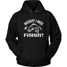 Load image into Gallery viewer, Wishin' I Was Fishing Unisex Hoodie, Multi Colors, Extended Sizes, Shipping Included