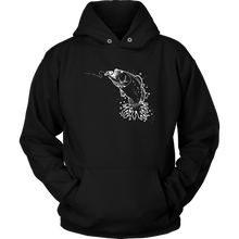 Load image into Gallery viewer, Jumping Bass on Line, Unisex Hoodie, Extended Sizes, Multi Colors, Shipping Included