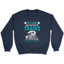 Load image into Gallery viewer, I Dont Always Stop To Look At Trains Unisex Sweat Shirt Multi Colors Extended Sizes Shipping Included