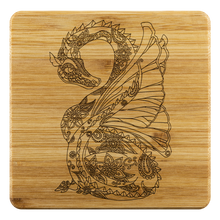 Load image into Gallery viewer, Dragon Floral Mandala, Bamboo Coasters Set/4, Free Shipping