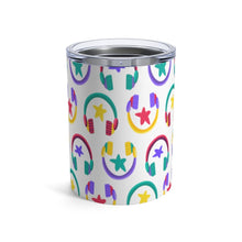 Load image into Gallery viewer, Brightly Colored All Over Headphones Print Insulated Tumbler 10oz Unisex Gift Musician Shipping Included