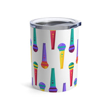 Load image into Gallery viewer, Brightly Colored All Over Microphones Print Insulated Tumbler 10oz Unisex Gift Musician Shipping Included