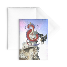 Load image into Gallery viewer, Surreal Dragon & Eagle Graphic Flat Notecard, Available in Multiples, Free Shipping