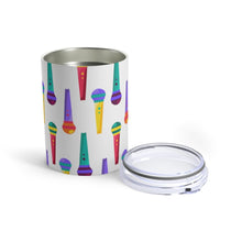 Load image into Gallery viewer, Brightly Colored All Over Microphones Print Insulated Tumbler 10oz Unisex Gift Musician Shipping Included