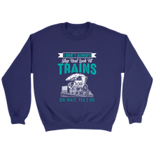 Load image into Gallery viewer, I Dont Always Stop To Look At Trains Unisex Sweat Shirt Multi Colors Extended Sizes Shipping Included