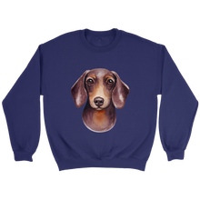 Load image into Gallery viewer, Doxie Head Watercolor Unisex Sweatshirt Multi Color Extended Sizes Free Shipping