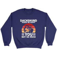 Load image into Gallery viewer, Dachshund Makes Me Happy Unisex Sweatshirt Multi Color Extended Sizes Free Shipping