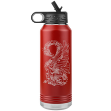 Load image into Gallery viewer, Dragon Tattoo Inspired 32oz Insulated Water Bottle, Laser Etched, Multi Colors, Shipping Included