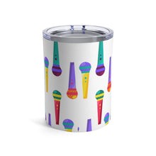 Load image into Gallery viewer, Brightly Colored All Over Microphones Print Insulated Tumbler 10oz Unisex Gift Musician Shipping Included