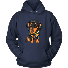 Load image into Gallery viewer, Vector Drawing Black & Tan Doxie - Toasty Hoodie, Multi Colors, Extended Sizes, Free Shipping