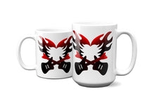 Load image into Gallery viewer, Red and Black Flaming Electric Guitars Mug 11oz/15oz Musician Gift Unisex Shipping Included