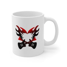 Load image into Gallery viewer, Red and Black Flaming Electric Guitars Mug 11oz/15oz Musician Gift Unisex Shipping Included