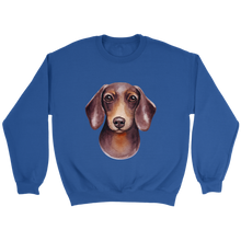 Load image into Gallery viewer, Doxie Head Watercolor Unisex Sweatshirt Multi Color Extended Sizes Free Shipping