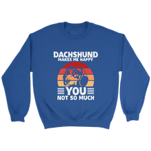 Load image into Gallery viewer, Dachshund Makes Me Happy Unisex Sweatshirt Multi Color Extended Sizes Free Shipping