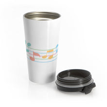 Load image into Gallery viewer, Flowing Pastel Musical Notes Stainless Steel Travel Mug 15 oz Shipping Included