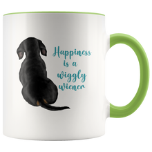 Load image into Gallery viewer, Black & Tan Doxie Happiness Funny Accent Mug, 11 oz, Multiple Colors - Free Shipping