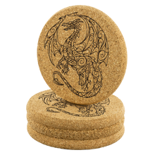 Load image into Gallery viewer, Dragon Mandala Cork Coaster Set/4, Free Shipping