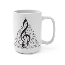 Load image into Gallery viewer, Treble Clef Over Music Symbol Background Mug 11oz/15oz Multi Shapes Singer Musician Gift Unisex Shipping Included