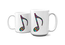 Load image into Gallery viewer, Zentangle Colorful Quarter Note Mug 11oz/15oz Singer Musician Gift Unisex Shipping Included
