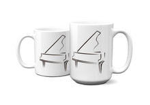 Load image into Gallery viewer, Stylized Baby Grand Piano Line Drawing 11oz/15oz Pianist Musician Gift Unisex Shipping Included