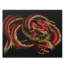 Load image into Gallery viewer, Red and Gold Dragon Puzzle (120, 252, 500-Piece)